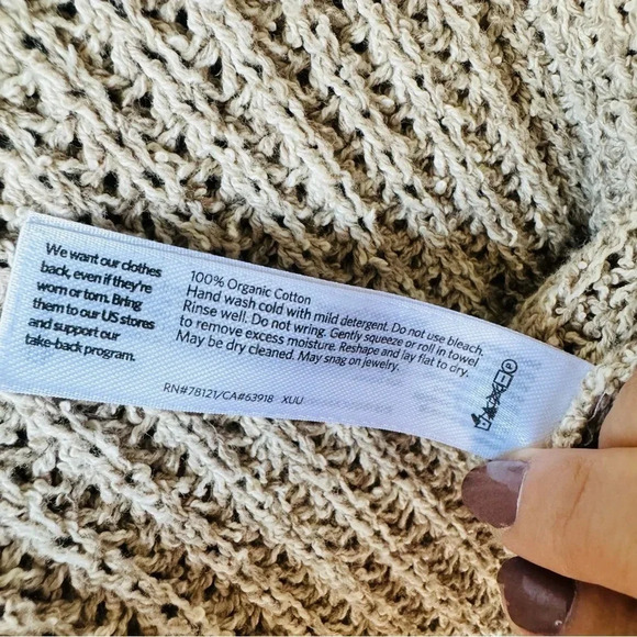 EILEEN FISHER Peruvian Organic Cotton Boucle Thigh Length Cardigan Wheat Size S - Picture 11 of 11